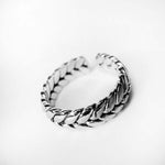 Silver Woven Braid Adjustable Steel Ring